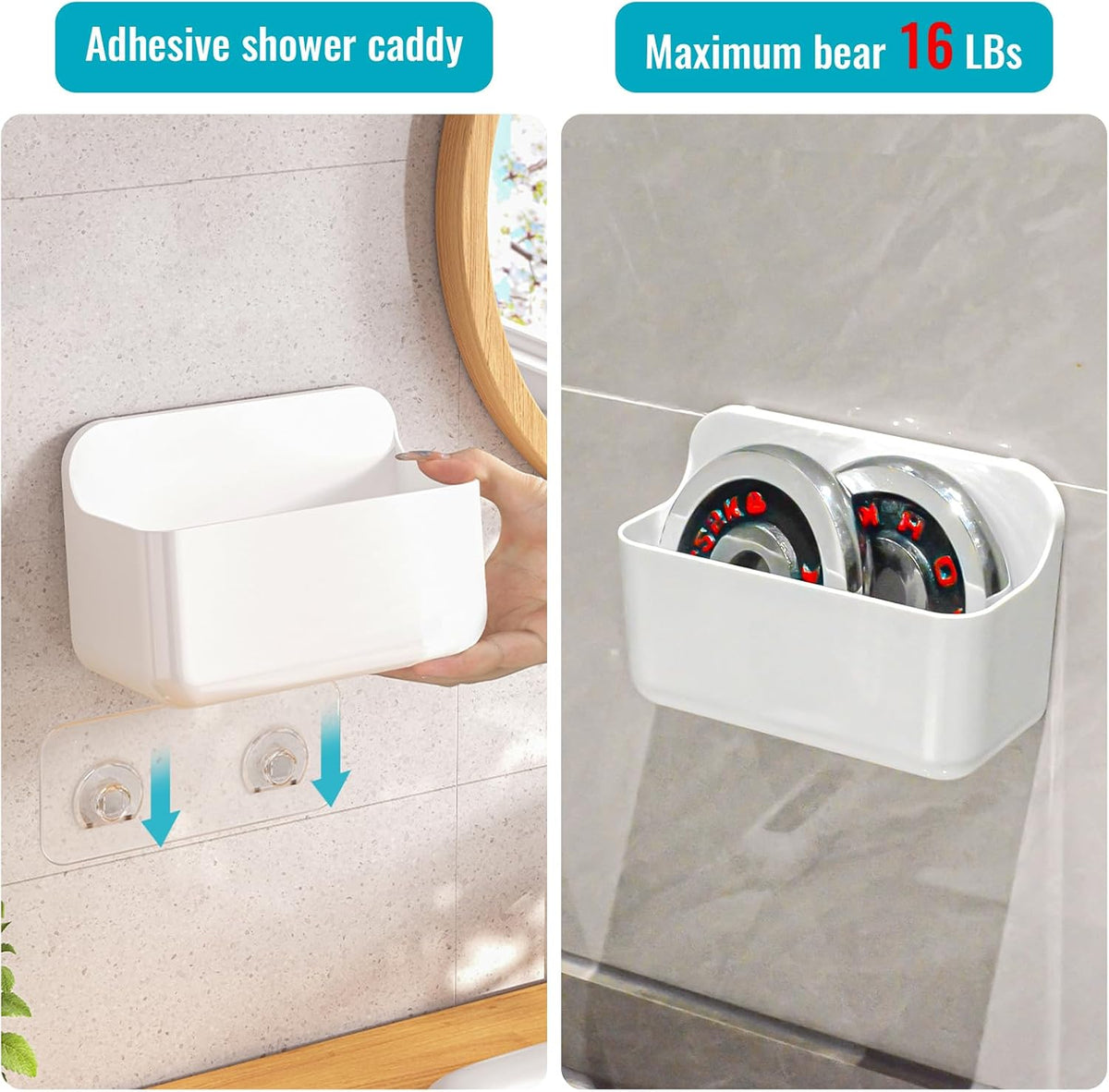 2-Pack Cabinet Door Organizer, Self Adhesive Bathroom Shelves, White