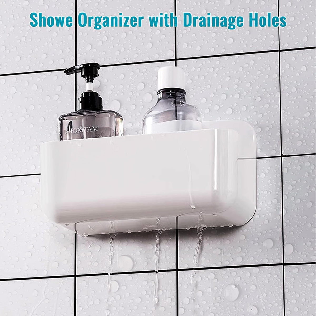 2-Pack Cabinet Door Organizer, Self Adhesive Bathroom Shelves, White