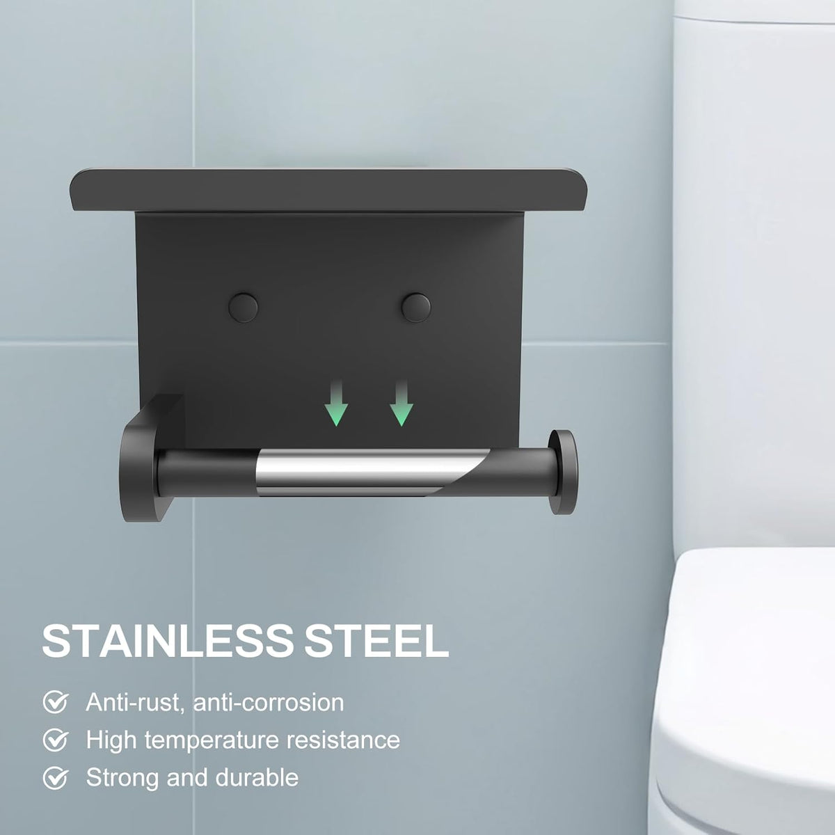 Holder mounted on a bathroom wall next to the toilet