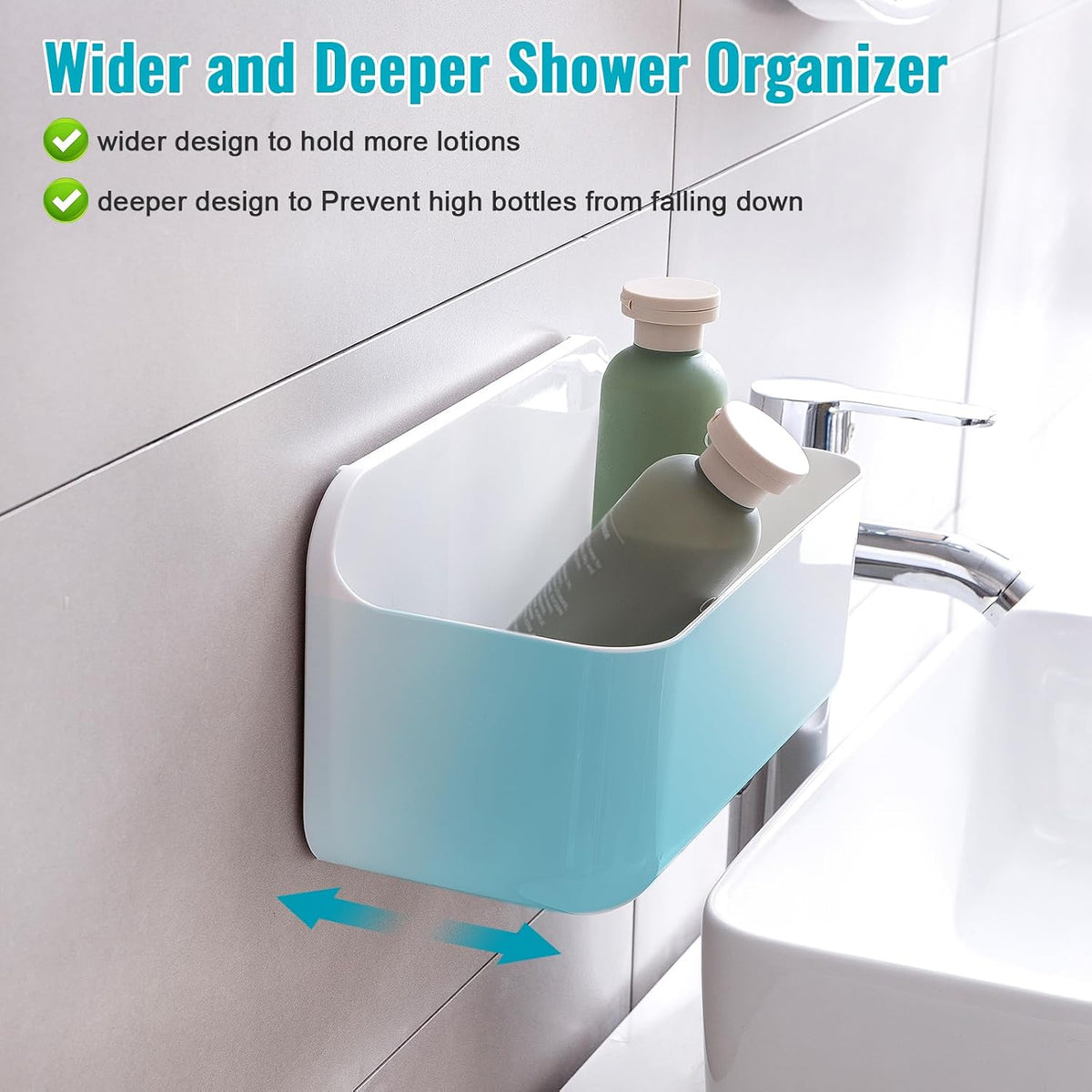 2-Pack Cabinet Door Organizer, Self Adhesive Bathroom Shelves, White